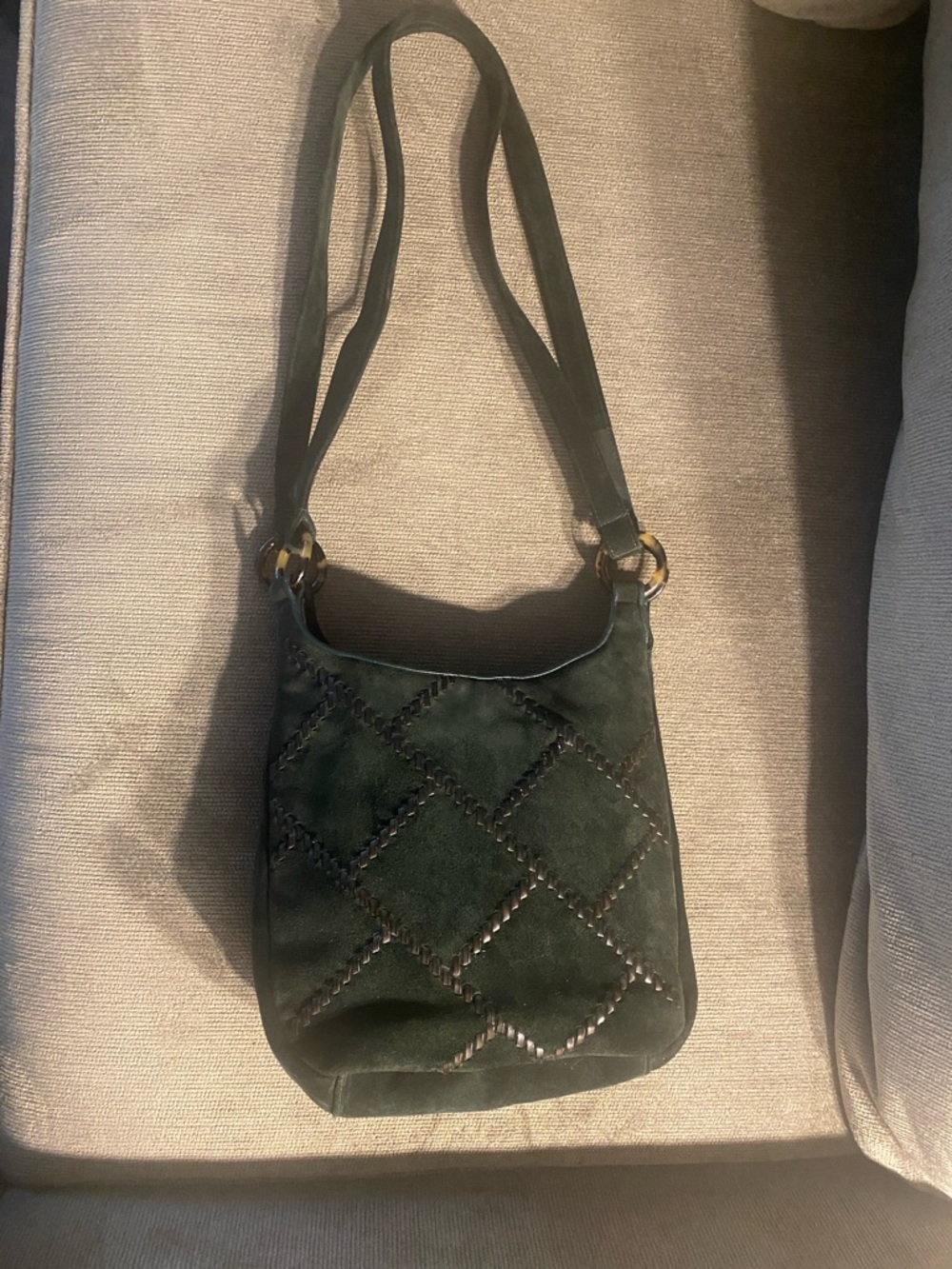 Sharif Dark Green Suede Crossbody Shoulder Bag Made in the USA